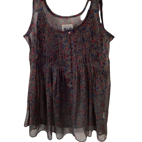 Converse sheer pintuck floral tank -XS - Picture 3 of 3